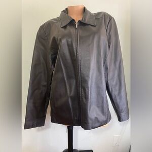 Worthington Genuine Leather Jacket Brown Size 2X